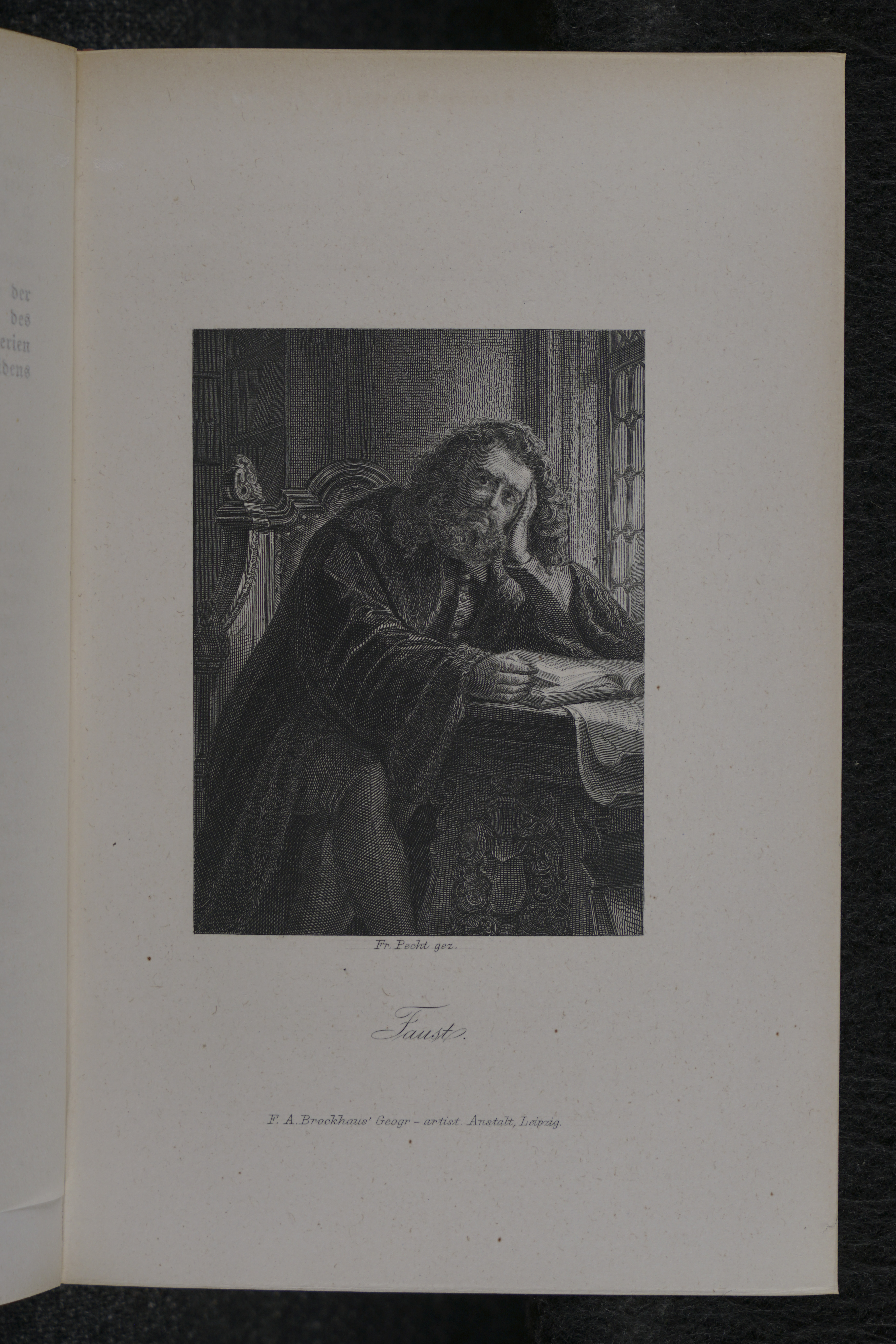 Page with steel engraving of Faust