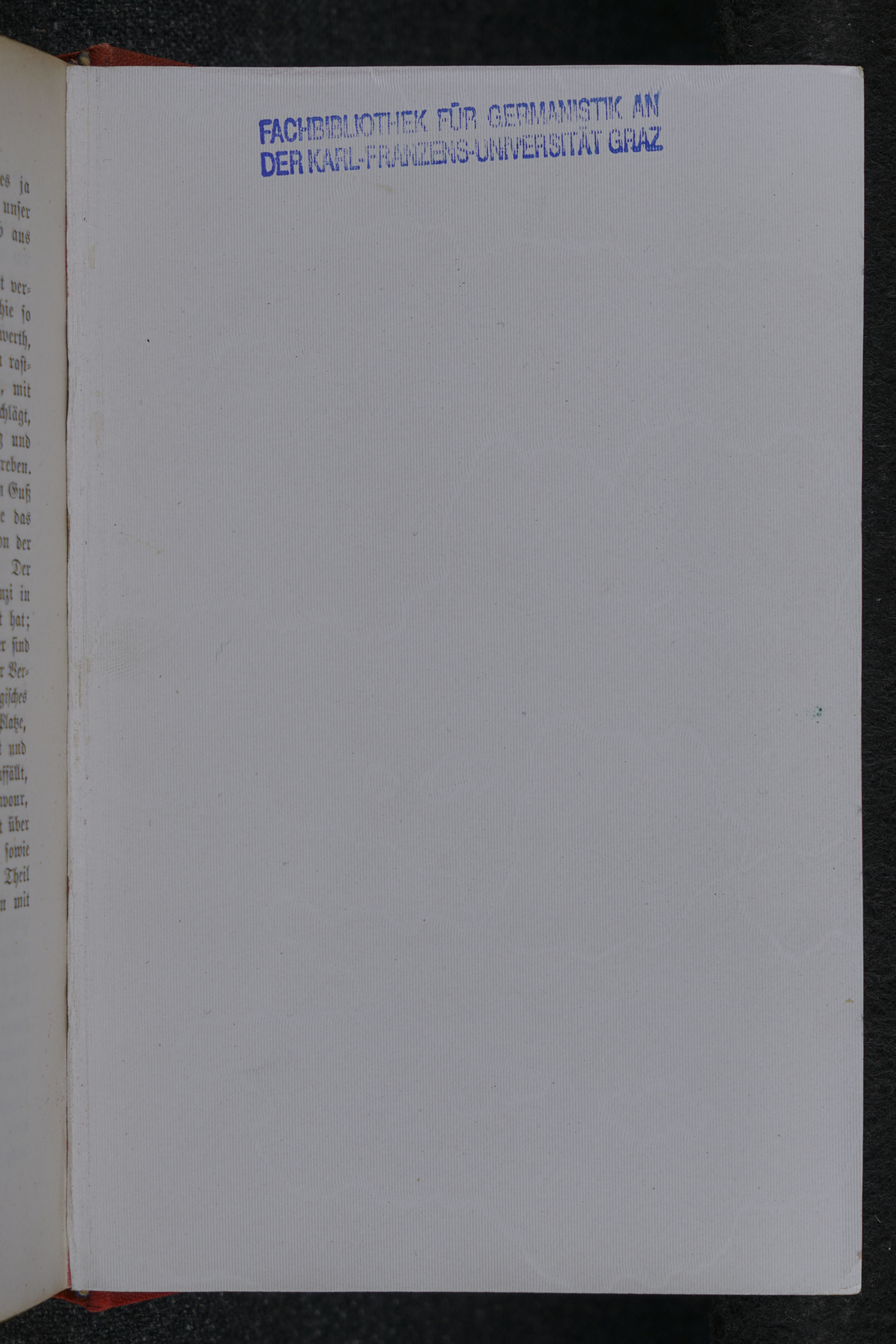 End sheet with library stamp of the University Library Graz.